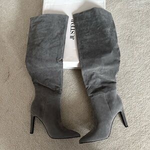 JustFab Charcoal Heeled Boots